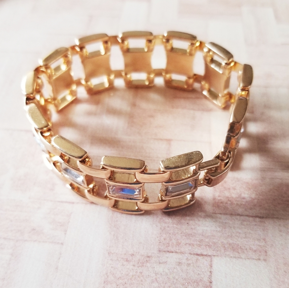 Anne Klein Gold Tone Square Link Bracelet
